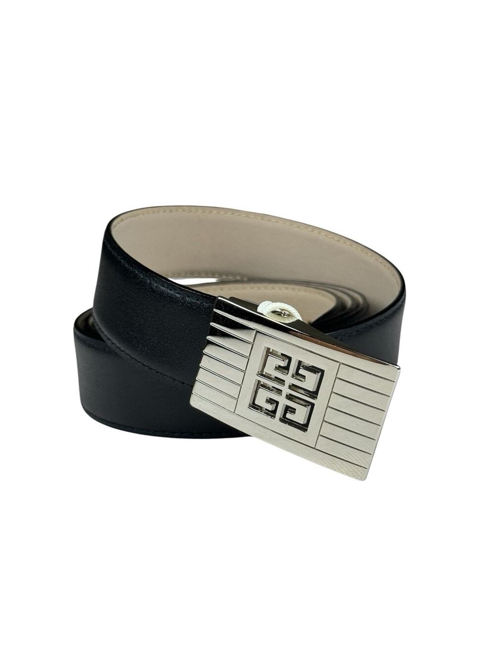 Givenchy NWT Vintage Made In Italy 4G Logo Buckle Leather Belt Size 36 94cm